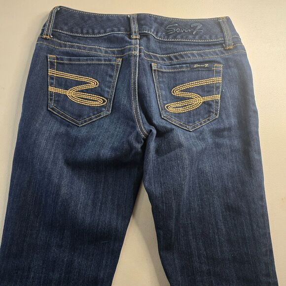 Seven7 Jeans Women's 25 Blue Dark Wash Skinny Embordered S Back Pocket - Picture 13 of 16